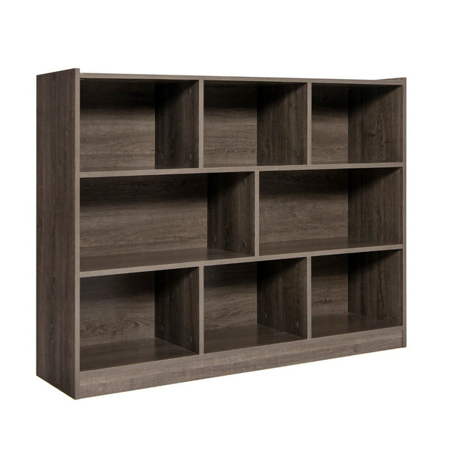 Freestanding 3 Tier & 8 Cube Open Bookcase Multi-Purpose Cabinet with Non-Slip Base Gray