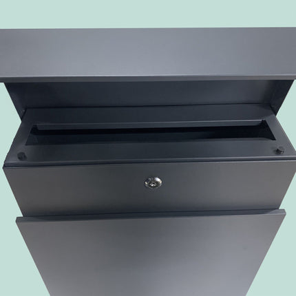 Freestanding Anthracite Steel Letterbox with Lock