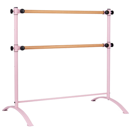 Freestanding Ballet Barre, Adjustable Height, Double Wood Bars