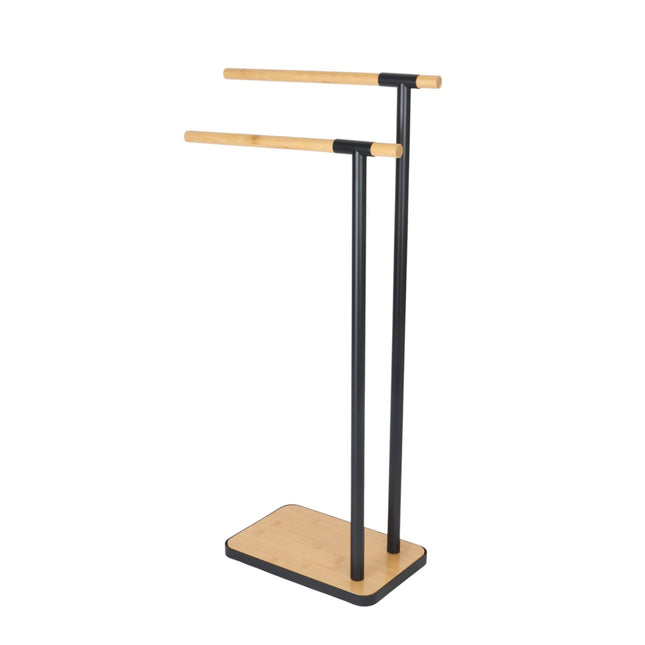 Freestanding Bamboo Metal Towel Rack – 2 Rods