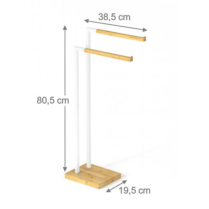 Freestanding Bamboo Metal Towel Rack – 2 Rods