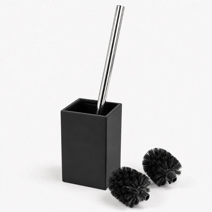 Freestanding Bamboo & Steel Toilet Brush Set with Holder