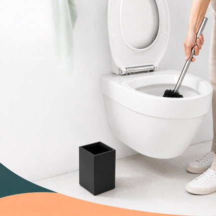 Freestanding Bamboo & Steel Toilet Brush Set with Holder