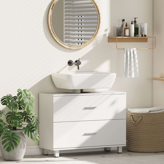 Freestanding Bathroom Cabinet with 2 Drawers, White