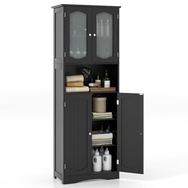 Freestanding Bathroom Cabinet with Frosted Glass Doors, 164cm
