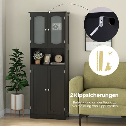 Freestanding Bathroom Cabinet with Frosted Glass Doors, 164cm