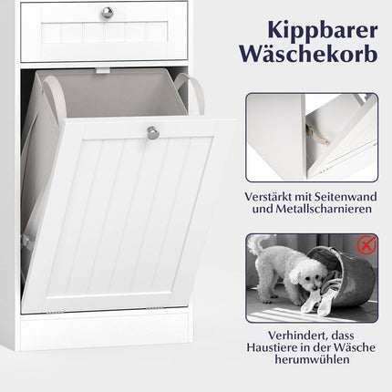 Freestanding Bathroom Laundry Cabinet with Tilt-Out Hamper