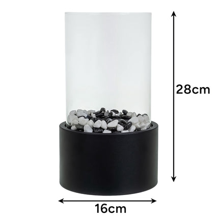 Freestanding Bio Fireplace 28 x 16 x 16 cm with Glass Walls, Bioethanol, Black