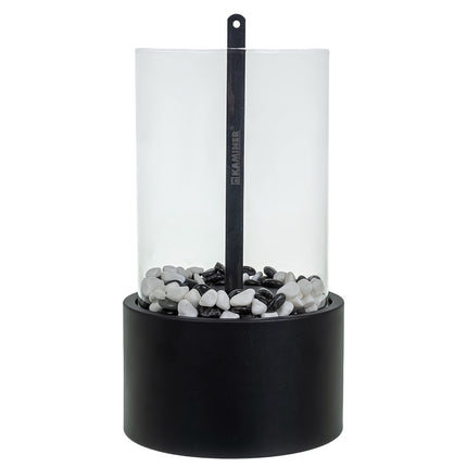 Freestanding Bio Fireplace 28 x 16 x 16 cm with Glass Walls, Bioethanol, Black