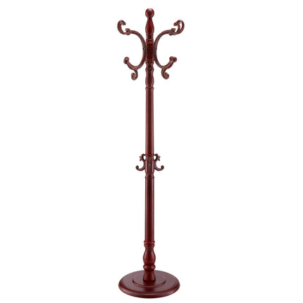 Freestanding Birch Wood Coat Rack Stand, 11 Hooks, Weighted Base
