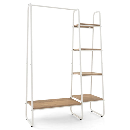 Freestanding Clothing Rack with 5-Tier Shelves, White