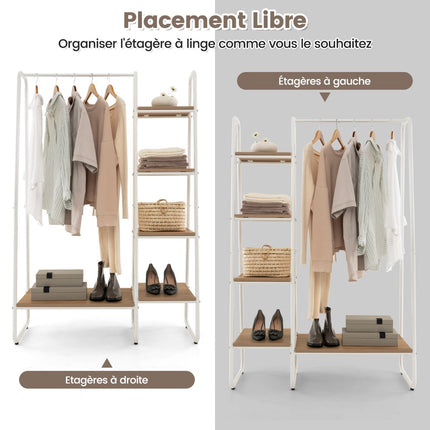 Freestanding Clothing Rack with 5-Tier Shelves, White