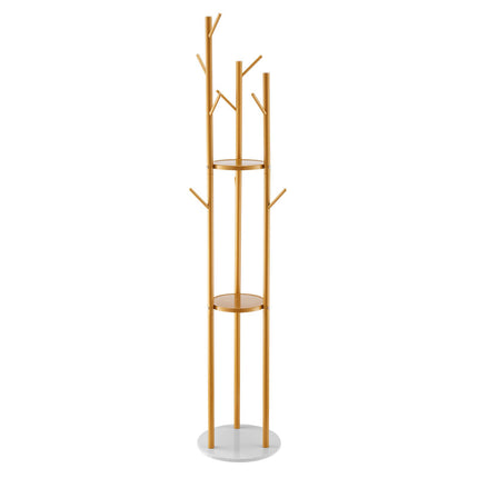 Freestanding Coat Rack, 9 Hooks, Quartz Stone Base