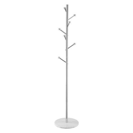 Freestanding Coat Rack, Marble Base, 8 Hooks