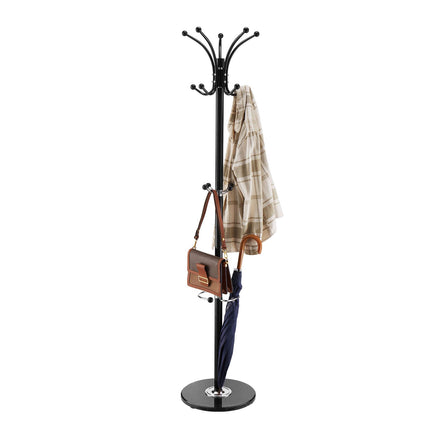 Freestanding Coat Rack With Umbrella Holder, 14 Hooks