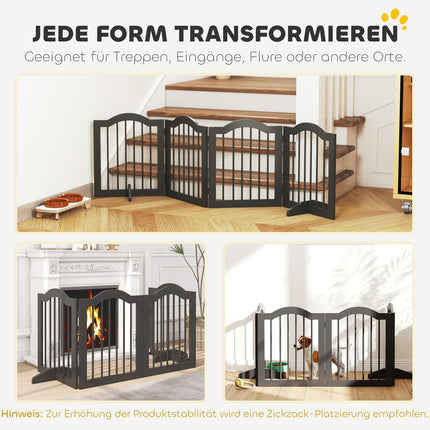 Freestanding Dog Gate, Foldable, 4 Panels, 208x29.5x61 cm, Black