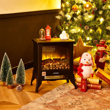 Freestanding Electric Fireplace Heater 1400W, Flame Effect