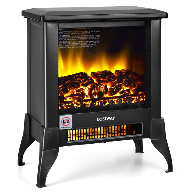Freestanding Electric Fireplace Heater 1400W, Flame Effect