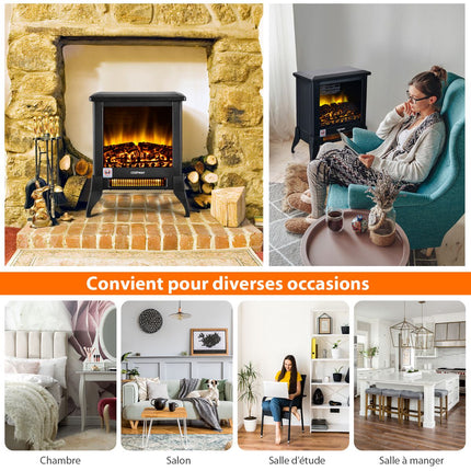 Freestanding Electric Fireplace Heater 1400W, Flame Effect