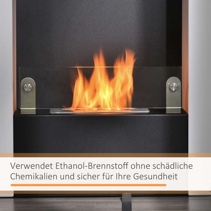 Freestanding Ethanol Fireplace, 1.5L, White/Black