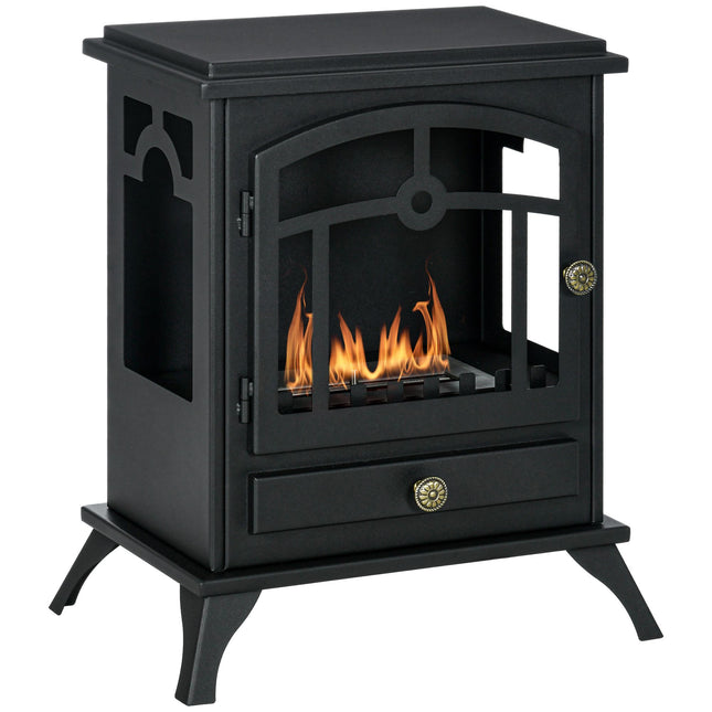 Freestanding Ethanol Fireplace, Black, 3h Burn Time