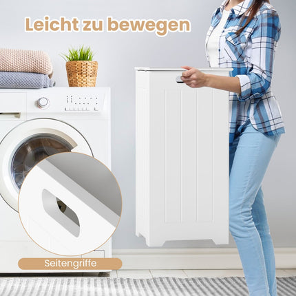 Freestanding Laundry Cabinet with Lid and Bag, White