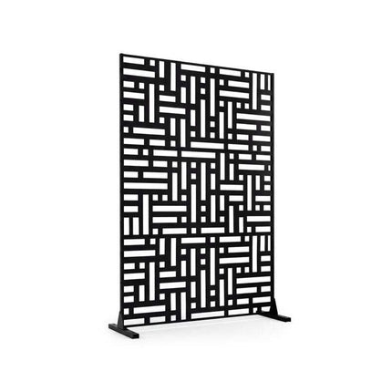 Freestanding Louvered Metal Privacy Screen 183 cm, Outdoor, Black