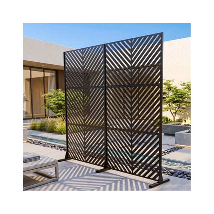 Freestanding Metal Privacy Screen for Patio and Garden, 183 cm, Black