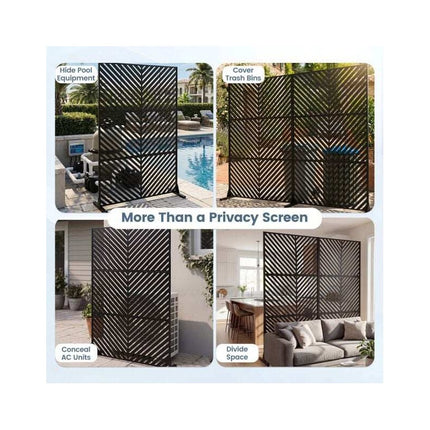 Freestanding Metal Privacy Screen for Patio and Garden, 183 cm, Black