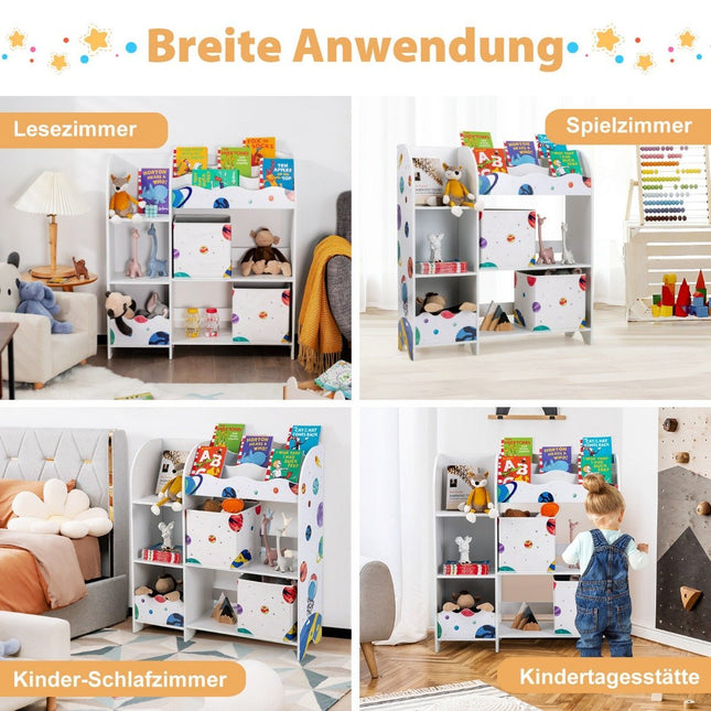 Freestanding Nursery Cabinet 3 Tier Nursery Shelf Toy Organizer for Toddlers Asteroids White