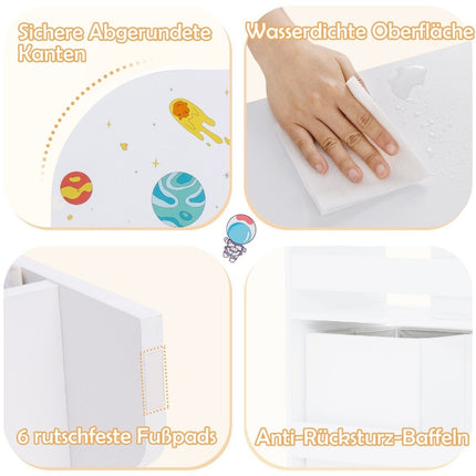 Freestanding Nursery Cabinet 3 Tier Nursery Shelf Toy Organizer for Toddlers Asteroids White