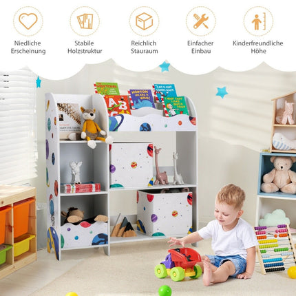 Freestanding Nursery Cabinet 3 Tier Nursery Shelf Toy Organizer for Toddlers Asteroids White