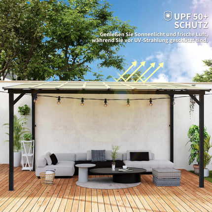 Freestanding Patio Cover, 3x4.3m, Polycarbonate Roof