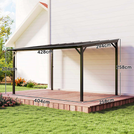 Freestanding Patio Cover, 3x4.3m, Polycarbonate Roof