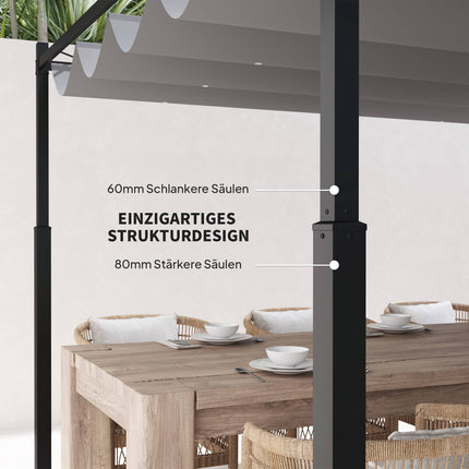 Freestanding Pergola 3x3m with Sliding Roof, UV Resistant