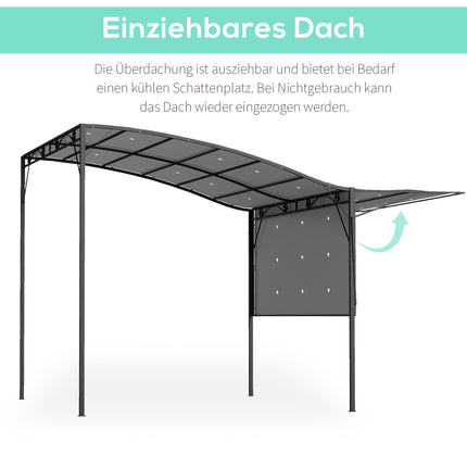 Freestanding Pergola with Retractable Canopy, Steel Frame
