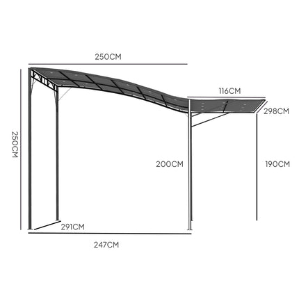 Freestanding Pergola with Retractable Canopy, Steel Frame