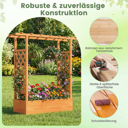 Freestanding Raised Garden Bed with Trellis, Spruce Wood