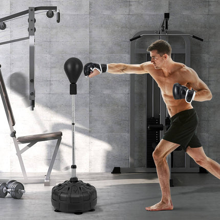 Freestanding Reflex Punching Bag, Adjustable Height, Gloves