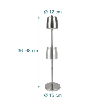 Freestanding Stainless Steel Ashtray, Adjustable Height