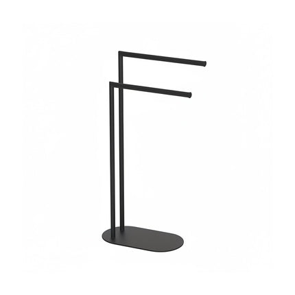 Freestanding Towel Rack, 2-Bar Matte Metal Bathroom