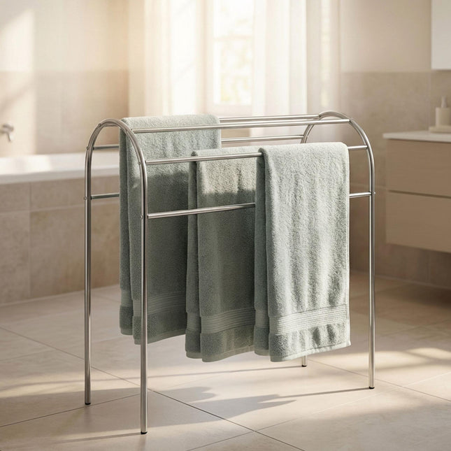 Freestanding Towel Rack, 6 Rails, Stainless Steel