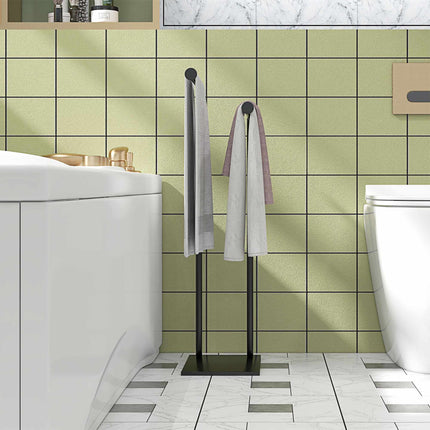 Freestanding Towel Rack with 2 Bars, Black Metal 35.5x20x78 cm