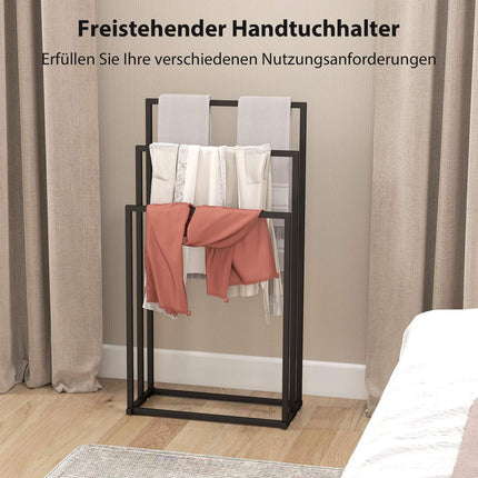 Freestanding Towel Rack with 3 Bars, Steel, 45x21.5x85 cm