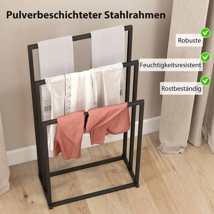 Freestanding Towel Rack with 3 Bars, Steel, 45x21.5x85 cm