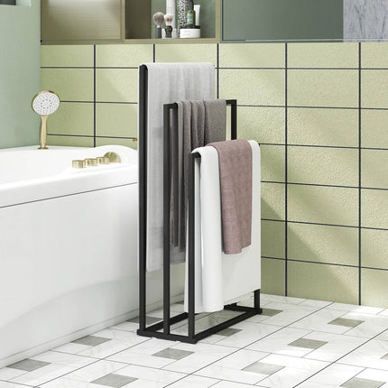 Freestanding Towel Rack with 3 Bars, Steel, 45x21.5x85 cm