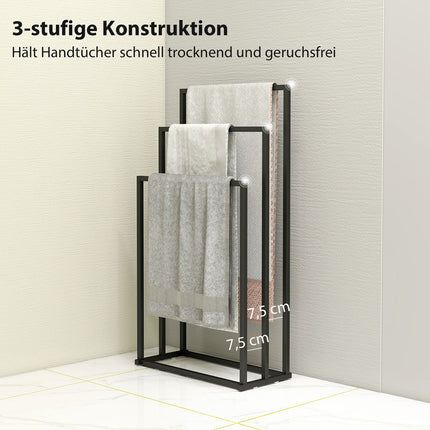 Freestanding Towel Rack with 3 Bars, Steel, 45x21.5x85 cm