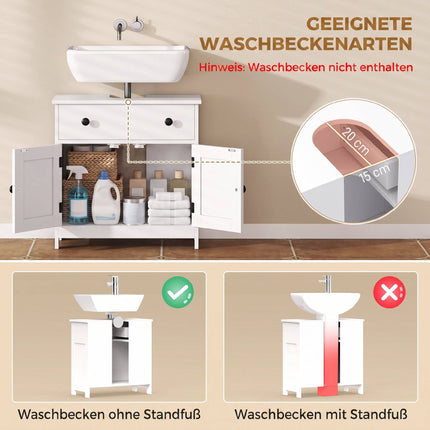 Freestanding White Bathroom Vanity Cabinet with Soft-Close Doors