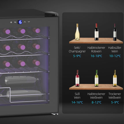 Freestanding Wine Fridge, 16 Bottles, Touchscreen, LED