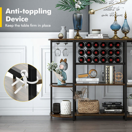 Freestanding Wine Rack Table, 18-Bottle, Glass Holder